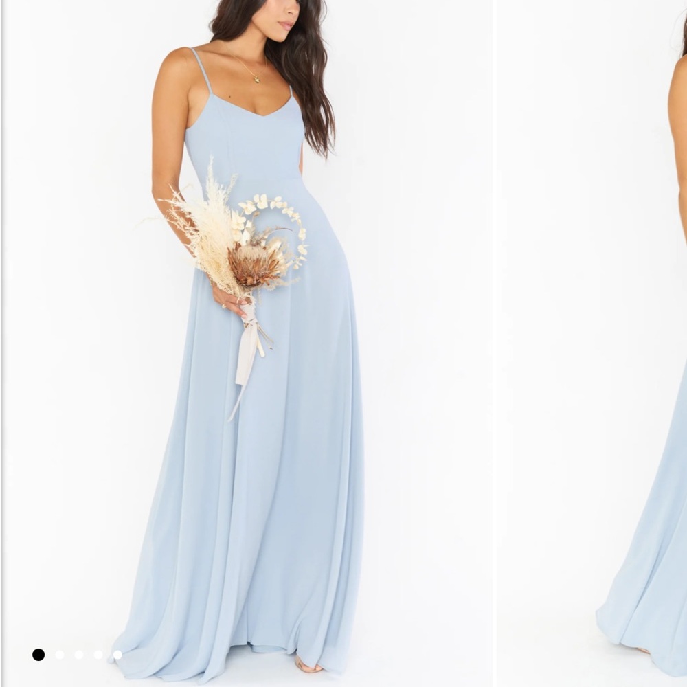 Show Me Your Mumu Faith Maxi Dress - Size M Steel Blue Chiffon.
